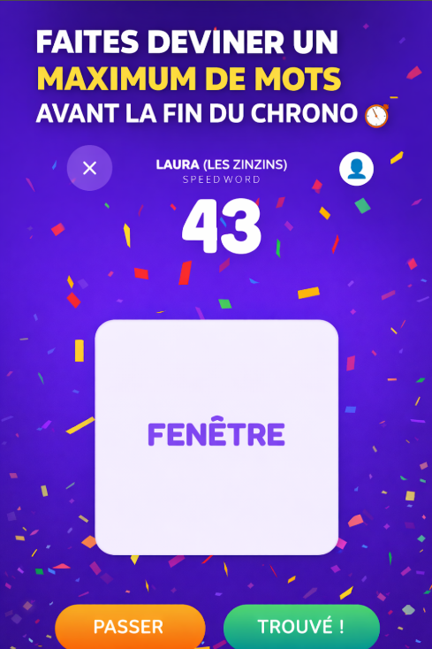 Capture d'écran SpeedWord - Carte mot Fenêtre sous chrono