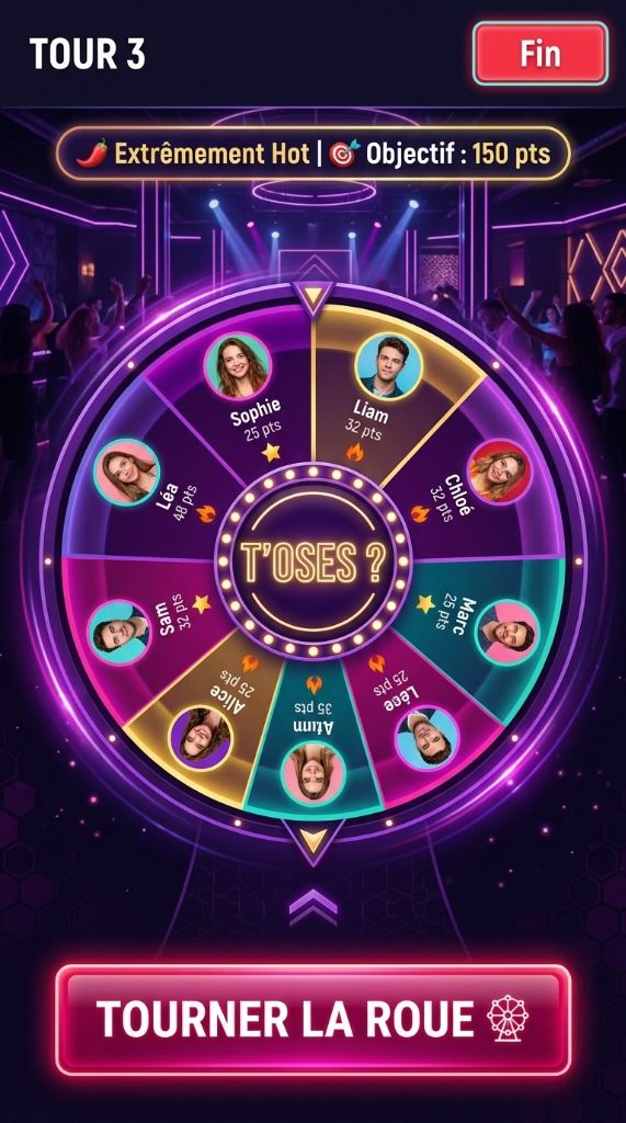 Capture d'écran T'oses ? - Roue interactive et avatars de soirée